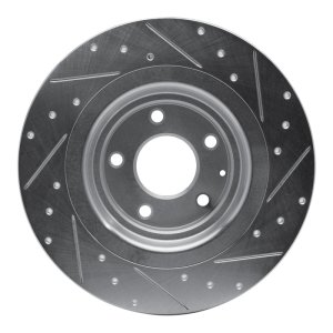 Mazda CX-9 Brake Rotor (1) - Rear Left - R1 Concepts - Drilled & Slotted - Silver - `16-`23
